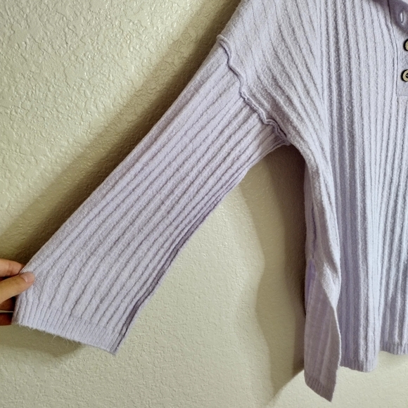 Free People Around The Clock Pullover Ribbed Sweater Lavender Purple Sz Xs - Picture 7 of 11